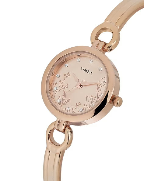 Timex Women Rose Gold Round Analog Brass Dial Watch - TWEL11436