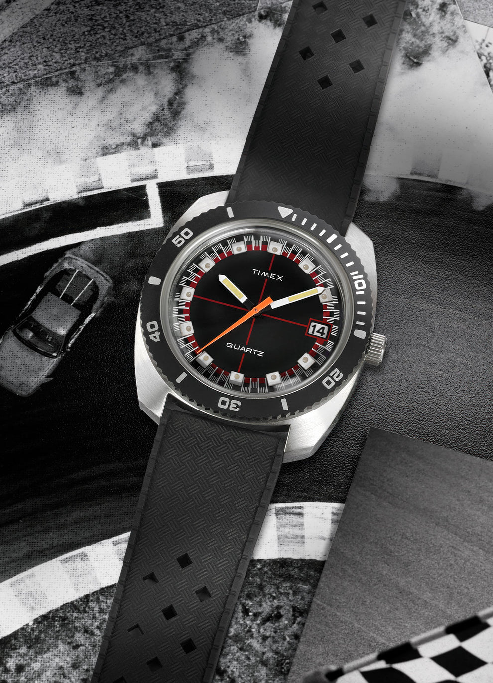 TIMEX Q Timex Reissue 1971 Velocity 36mm Synthetic Rubber Strap Watch TW2W22400U9
