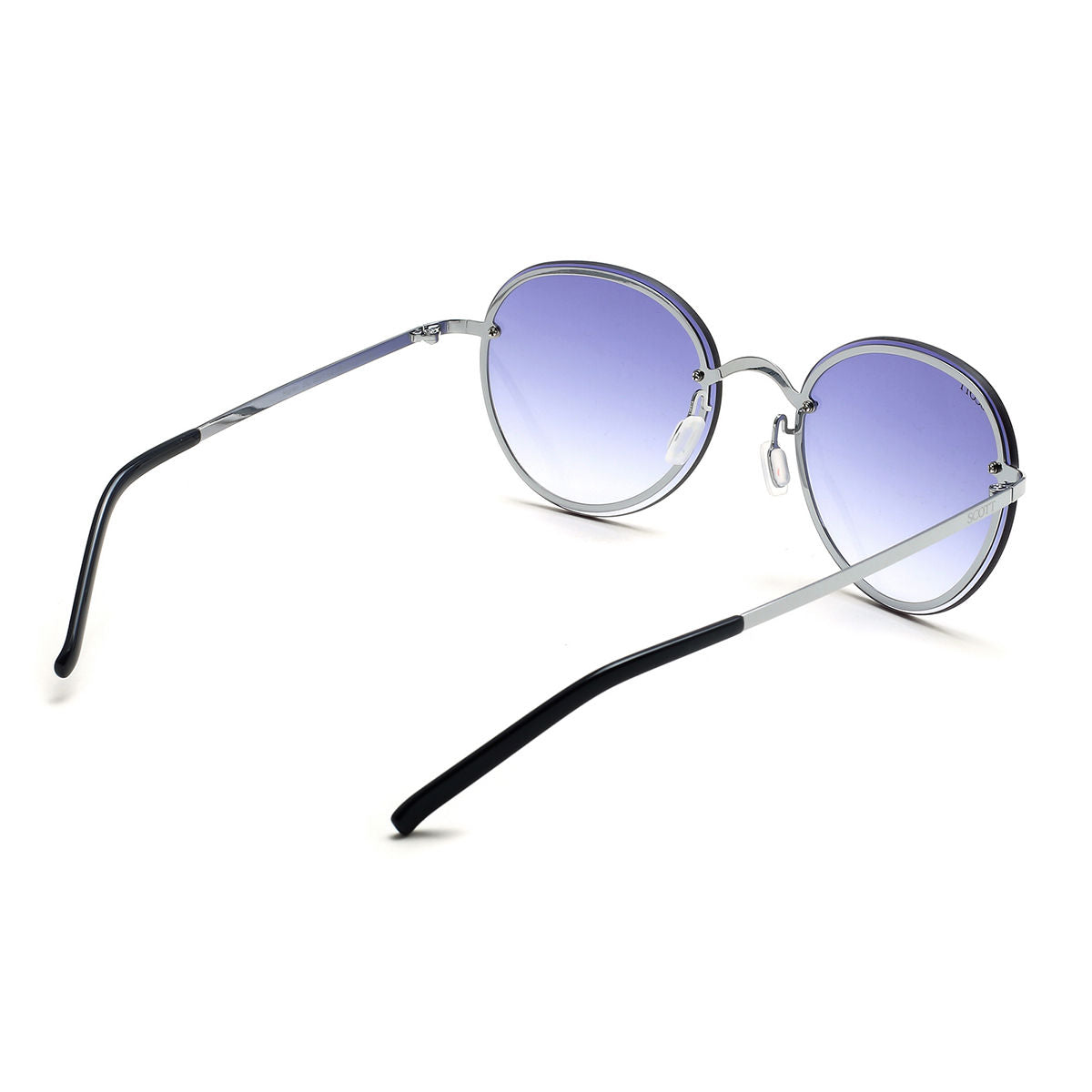Scott Sunglasses Gradient Blue Lens Round Sunglass Silver Frame
