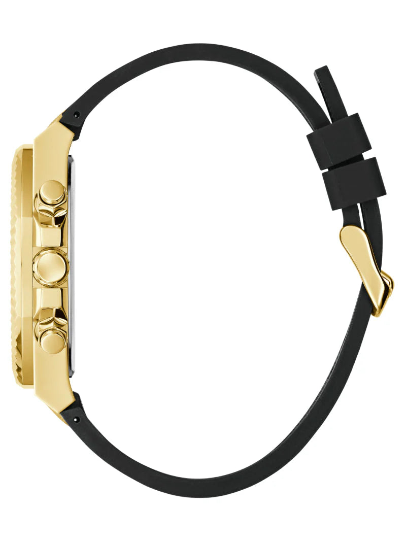 GUESS Mens Black Gold Tone Analog Watch GW0791G3