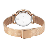 Titan Purple Style Up Quartz Analog White Dial Stainless Steel Strap Watch for Women 95236WM01