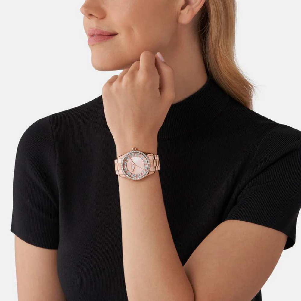 Female Pink Analog Stainless Steel Watch MK7444 - KRISHNA WATCH COMPANY