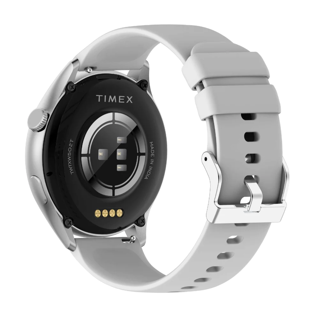 Timex FitGen 1.43" Round AMOLED Smartwatch With 466x466 Pixel Resolution|Single Sync Bluetooth Calling| Rotating Crown| Metallic Body|Always On Display|AI Voice Assist|100+ Sports Modes|200+ Watchfaces|Upto 7 Days Battery(Normal Usage) - TWTXW502T