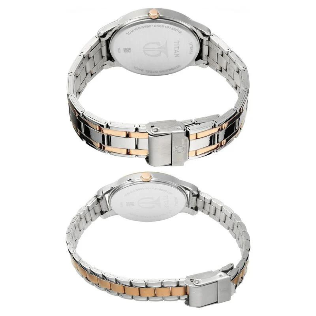 Titan Bandhan Quartz Analog with Date Silver Dial Stainless Steel Strap Watch for Couple 17752481KM01P / NS17752481KM01P