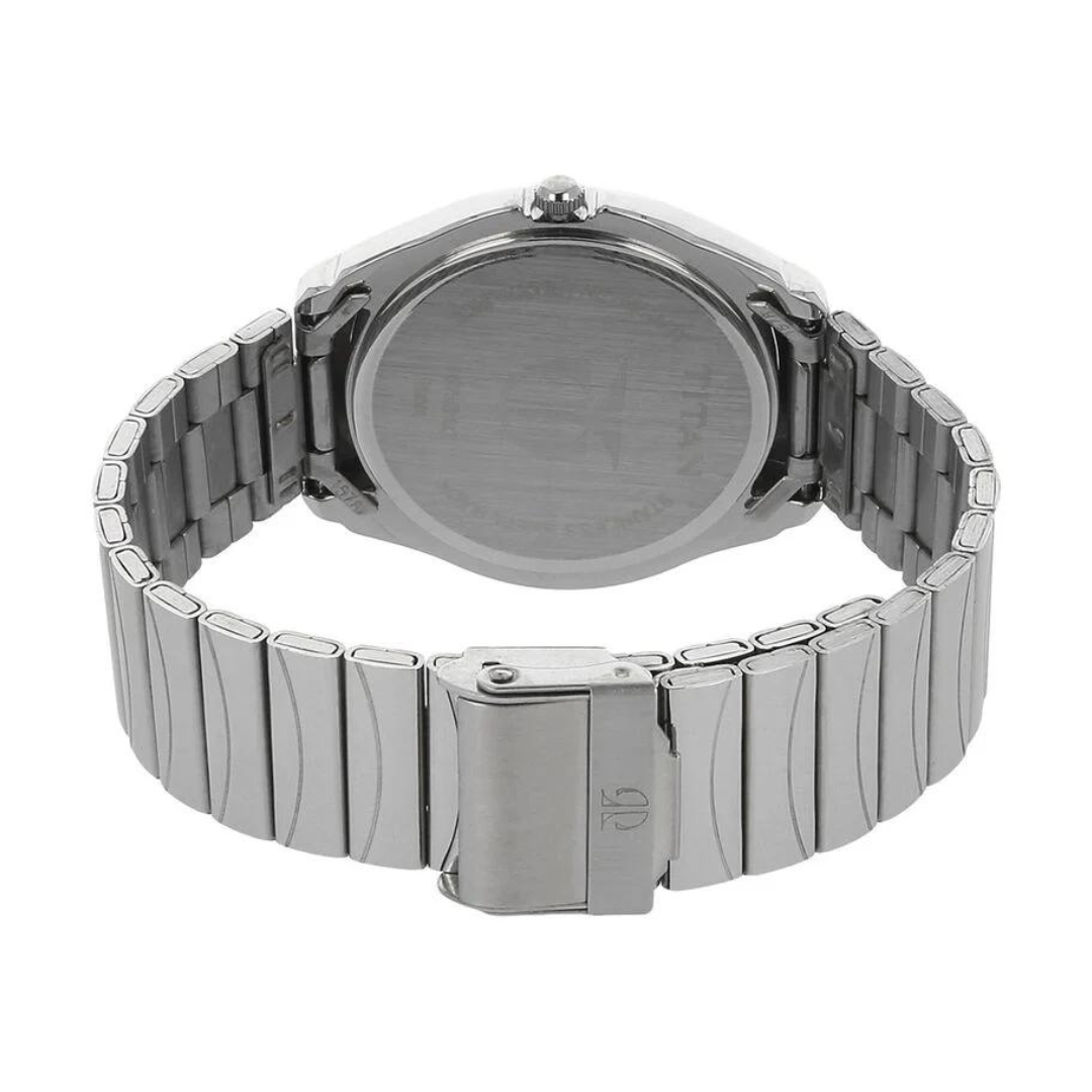 Titan Quartz Analog with Day and Date Black Dial Stainless Steel Strap Watch for Men 1578SM04
