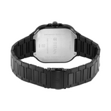 Titan Classique Slim Square Quartz Analog with Date Black Dial Stainless Steel Strap Watch for Men 90176NM01 - KRISHNA WATCH COMPANY