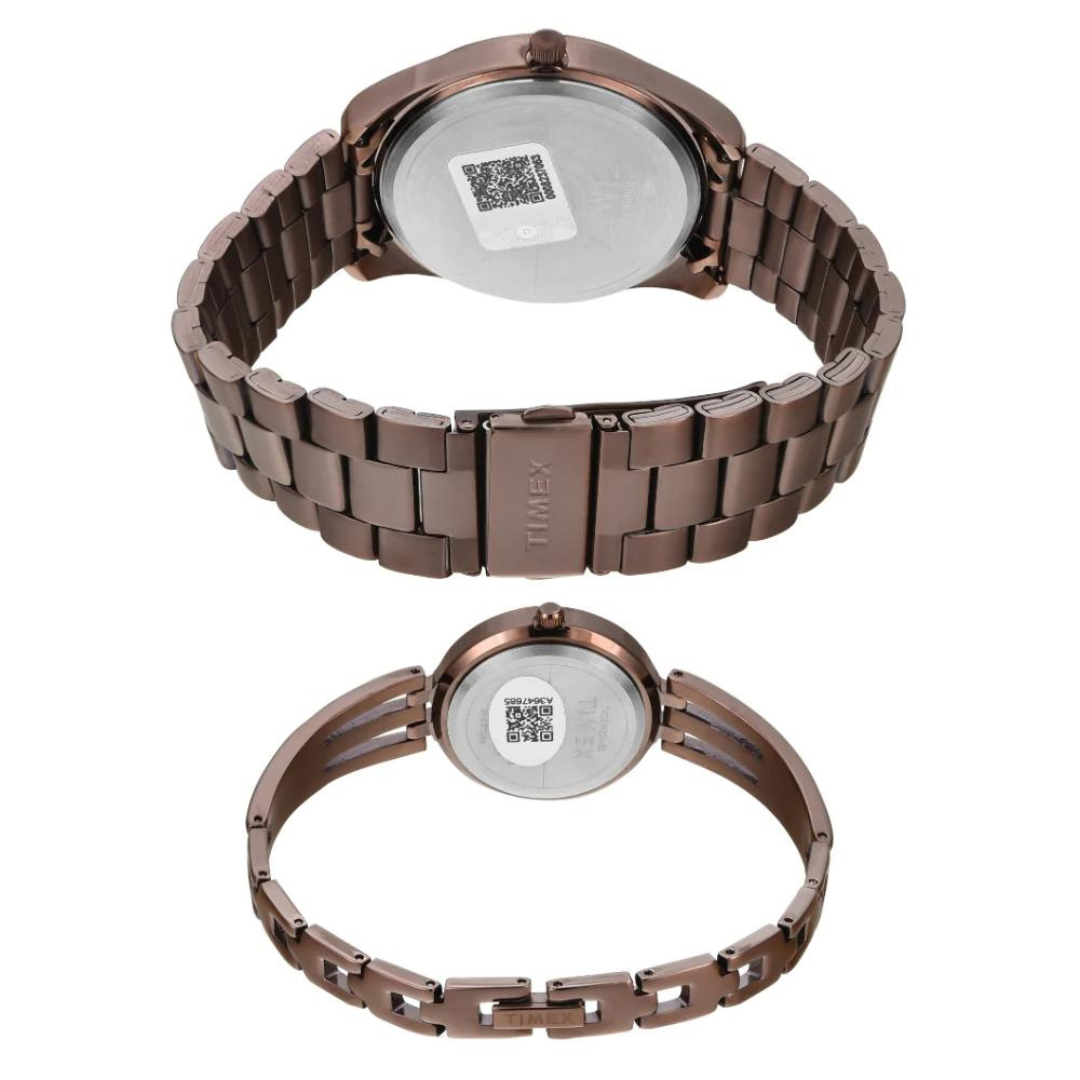 Timex Pairs Brown Round Analog Dial Watch- TW00PR311