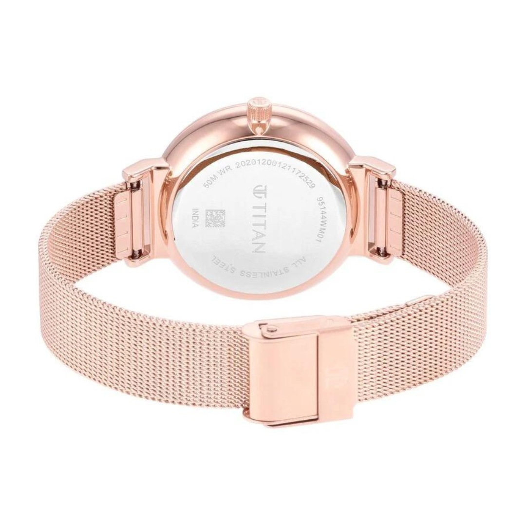 Titan Slimline Silver Dial Quartz Multifunction Stainless Steel Strap Watch for Women 95144WM01