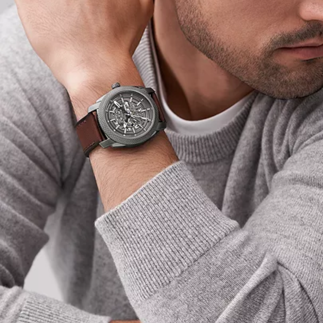 FOSSIL Machine Automatic Brown LiteHide™ Leather Watch ME3254