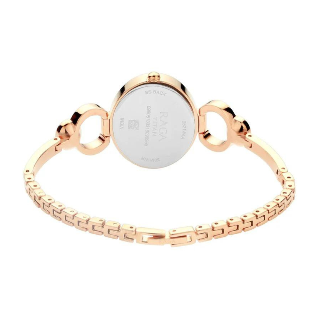 Titan Raga Viva Rose Gold Dial Analog with Day and Date Metal Strap Watch for Women 2621WM01