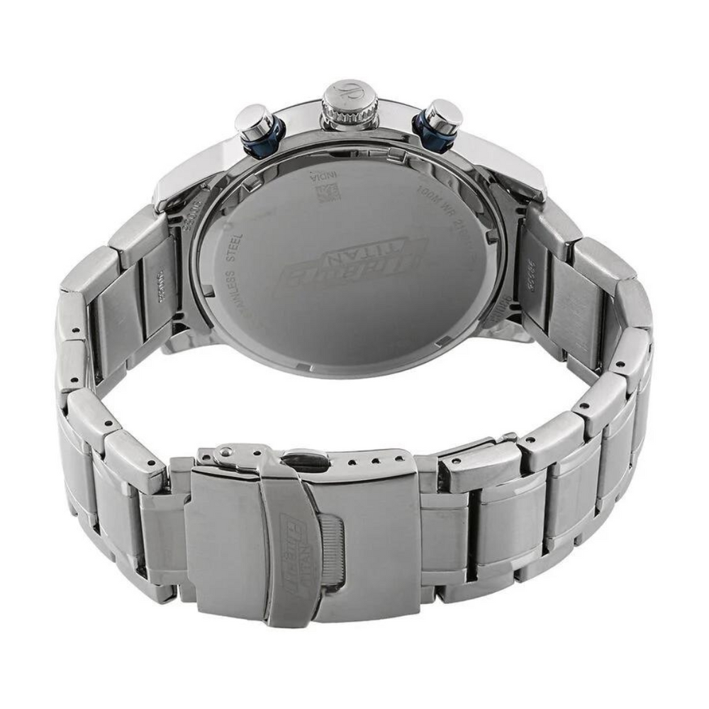 Titan Quartz Chronograph Blue Dial Watch for Men - 90086KM01 - KRISHNA WATCH COMPANY