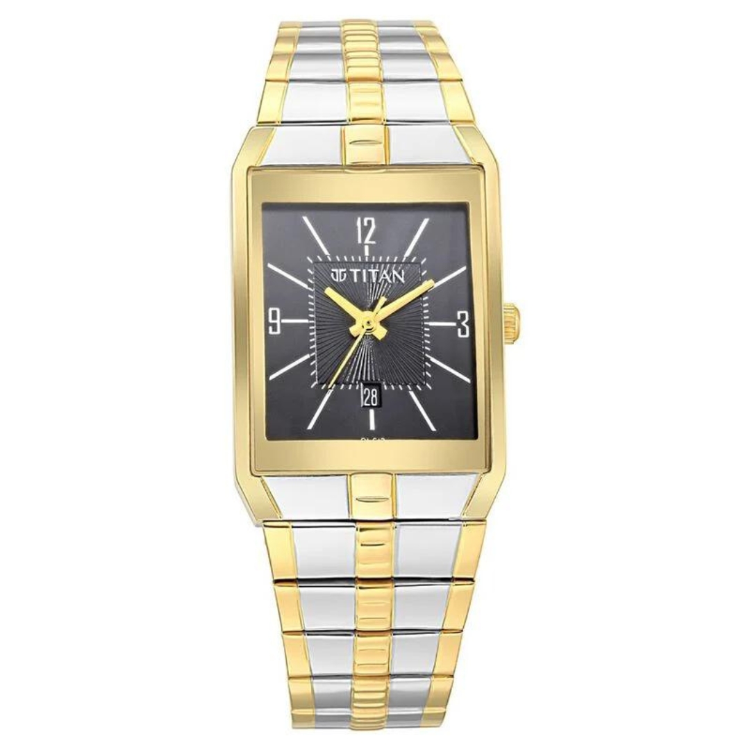 Titan Black Dial Metal Strap Watch 9151BM03 (DL613)