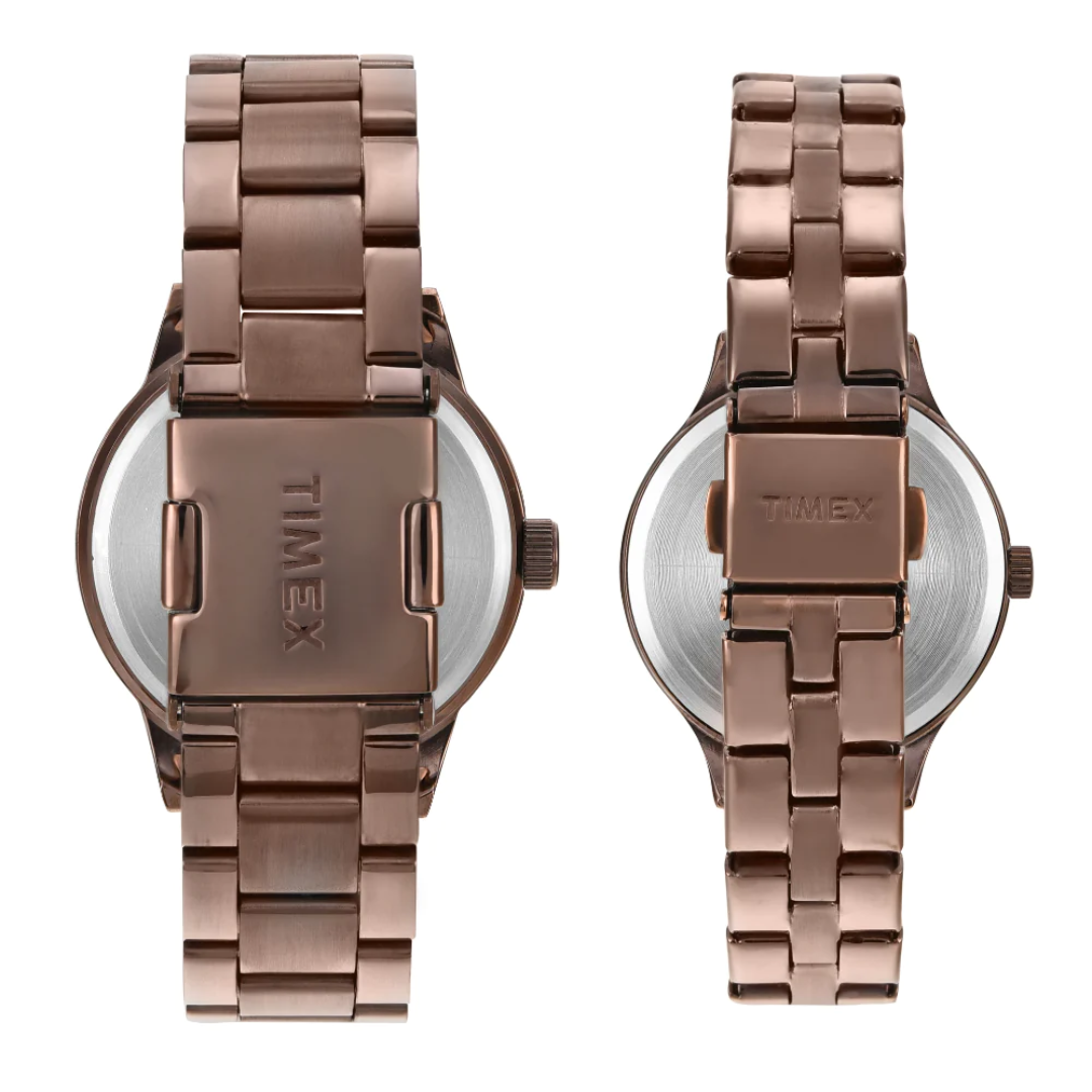 Timex Pairs Rose Gold Round Multifunction Dial Watch- TW00PR306
