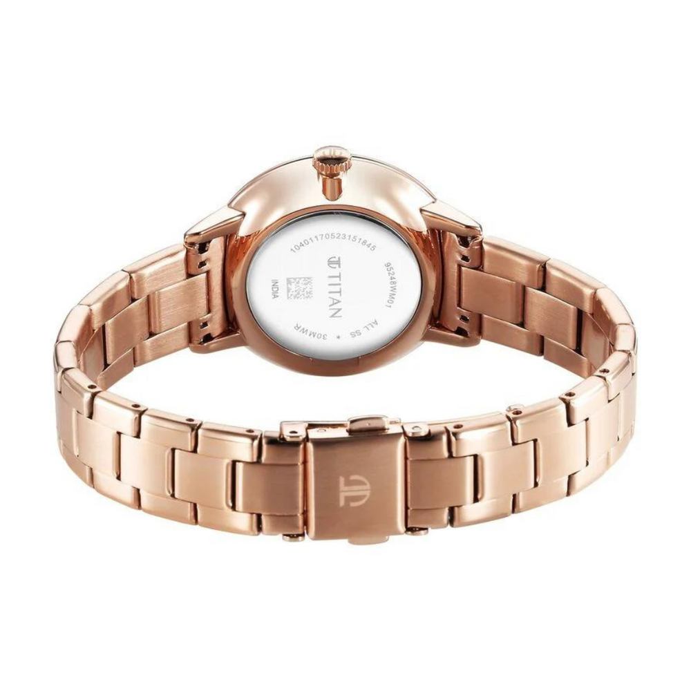 Titan TGIF Quartz Analog Brown Dial Rose Gold Watch for Women - 95248WM01 - KRISHNA WATCH COMPANY