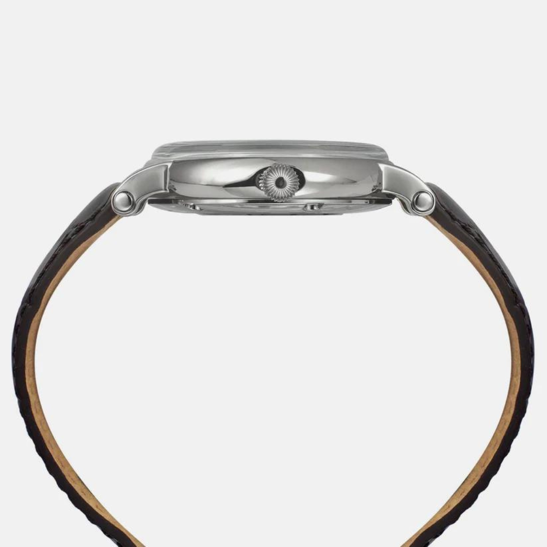 TIMEX E-Class Male Silver Analog Leather Watch TWEG16719