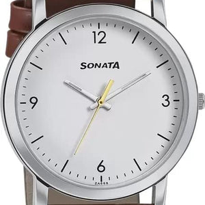 Sonata Quartz Analog White Dial Watch for Men nr99701sl01 / 99701sl01 - KRISHNA WATCH COMPANY