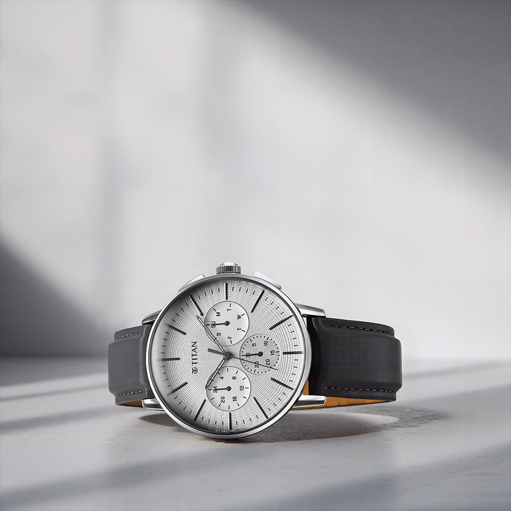 Titan Light leathers Multifunction Watch For Men - 90200SL01