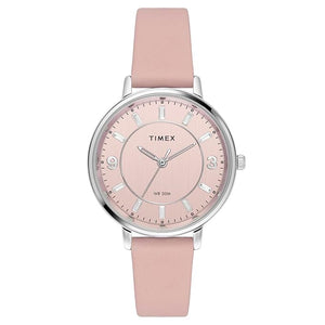 TIMEX Leather Women Pink Round Dial Analog Watch - Twel15816 - KRISHNA WATCH COMPANY