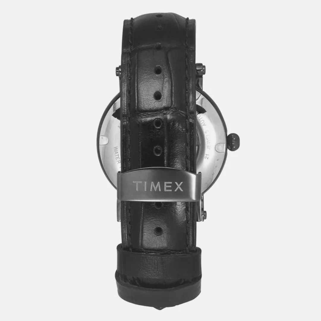 Timex E Class Male Black Analog Leather Watch TWEG16720