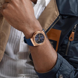Guess Men's Blue Rose Gold Tone Multi-function Watch GW0491G4 - KRISHNA WATCH COMPANY