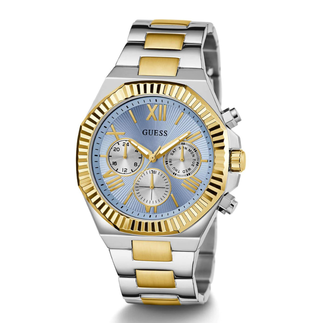 GUESS Silver And Gold Equity Blue Link Watch GW0703G3
