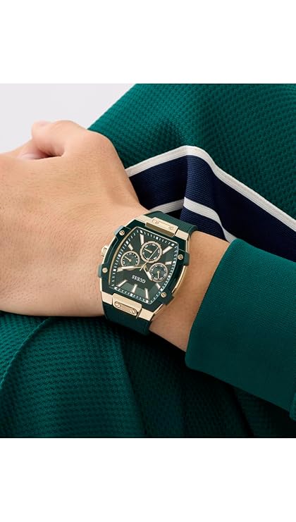 GUESS Rectangle 44mm Green Dial Analog Men Watch - GW0956G6