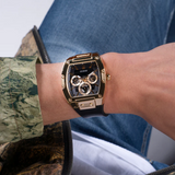 Guess Mens Black Gold Tone Multi-function Watch GW0202G1 - KRISHNA WATCH COMPANY