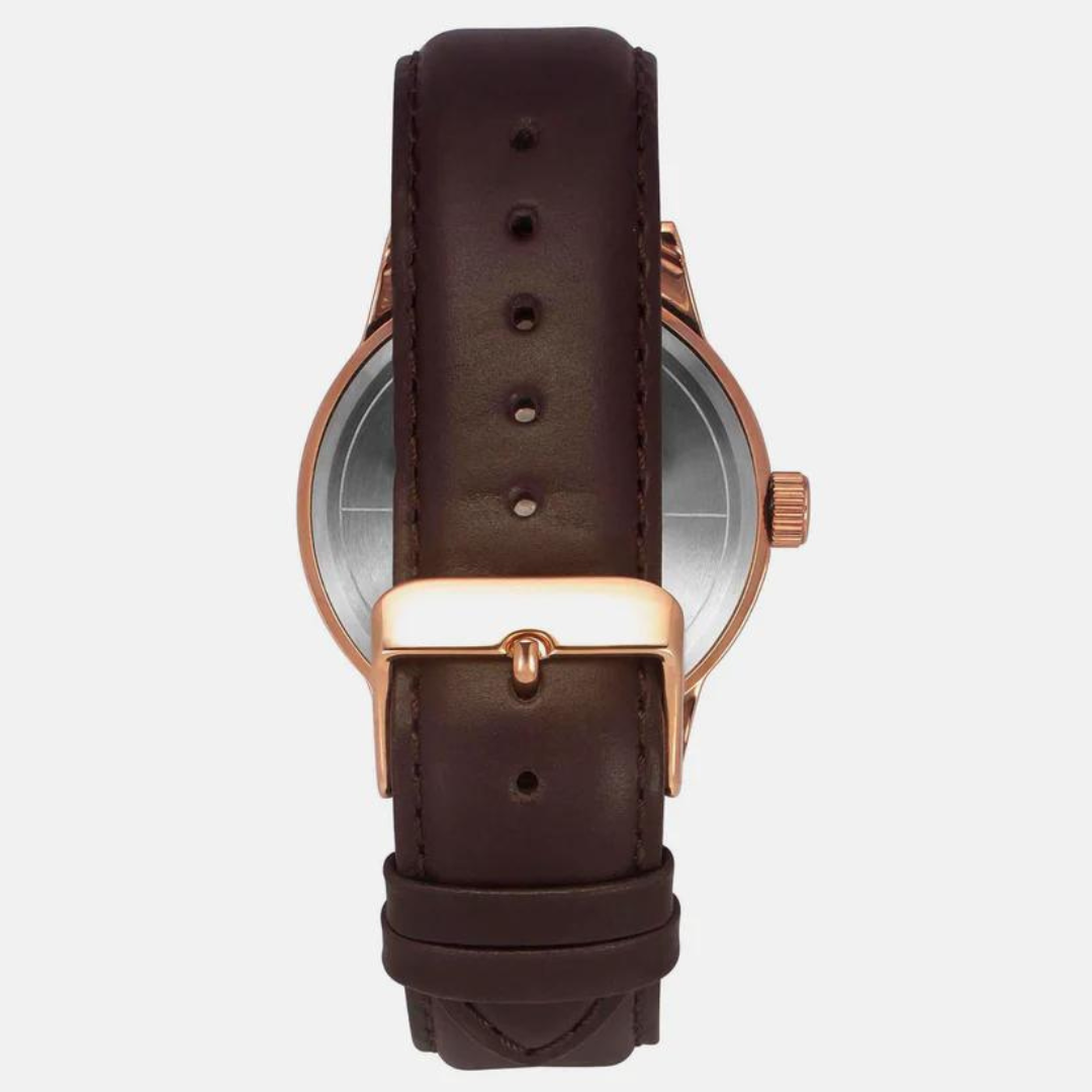 Timex E Class Male Silver Analog Leather Watch TWEG19917