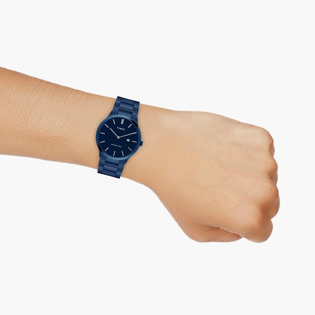 Timex E Class Male Blue Analog Stainless Steel Watch TWEG23602