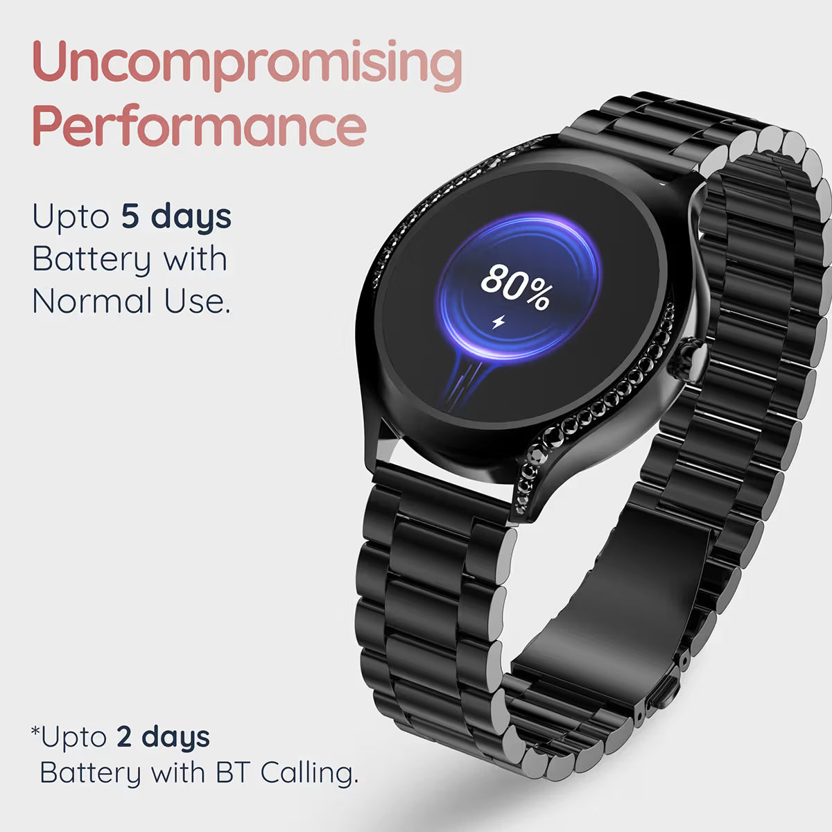 Pebble PFB72 Ritz Metal Black Smartwatch with Bluetooth Calling