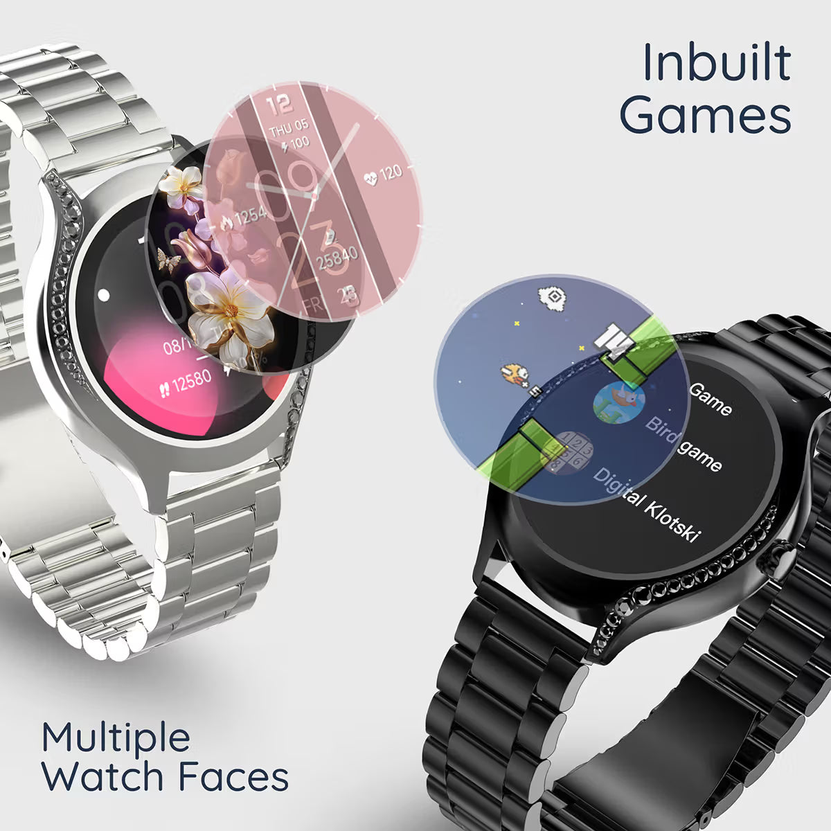 Pebble PFB72 Ritz Metal Black Smartwatch with Bluetooth Calling