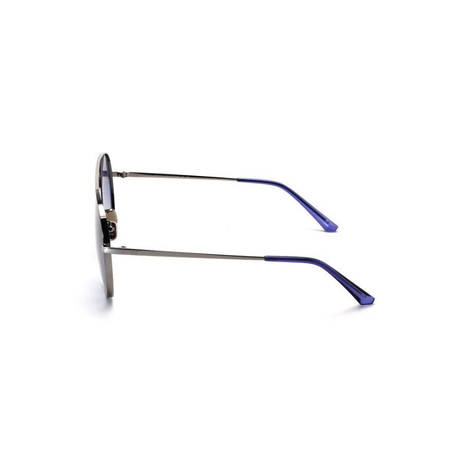 French Connection Blue Lens Aviator Sunglass Full Rim Silver Frame With Gradient (FC 7445 C3)