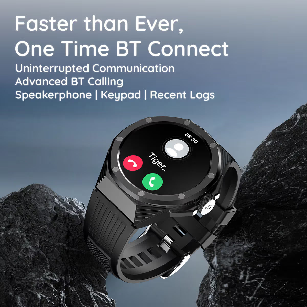 Pebble Odyssey Jet Black PFB 54 Smartwatch with Bluetooth Calling