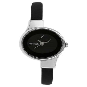 BLACK DIAL BLACK LEATHER STRAP WATCH 6015SL02 - KRISHNA WATCH COMPANY