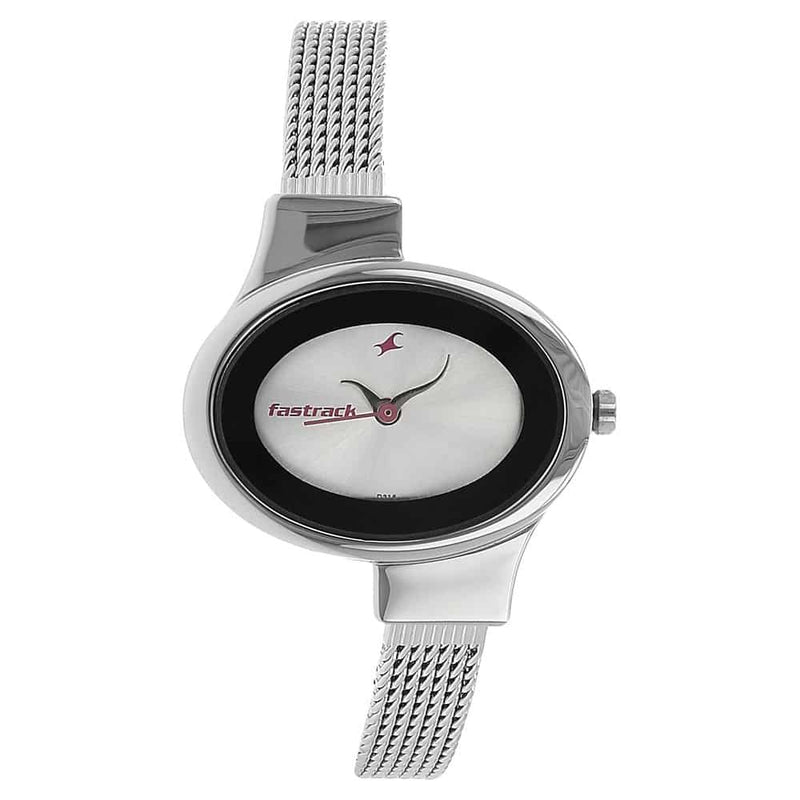 FASTRACK SILVER DIAL SILVER STAINLESS STEEL STRAP WATCH - 6015SM01