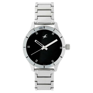 BLACK DIAL SILVER STAINLESS STEEL STRAP WATCH 6078SM06 - KRISHNA WATCH COMPANY