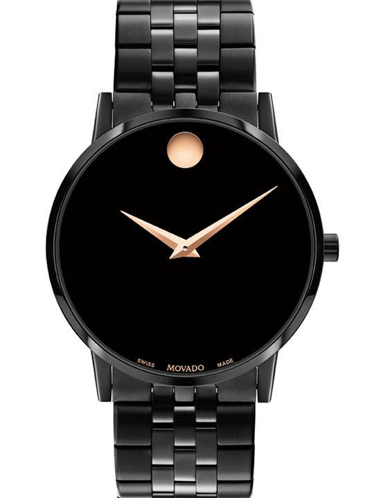 Movado Men Quartz Black Dial Analog Stainless Steel Watch 607963
