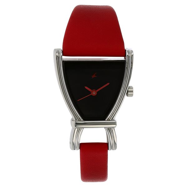 Fastrack Quartz Analog Black Dial Leather Strap Watch for Girls ns6095sl03 / 6095sl03 - KRISHNA WATCH COMPANY