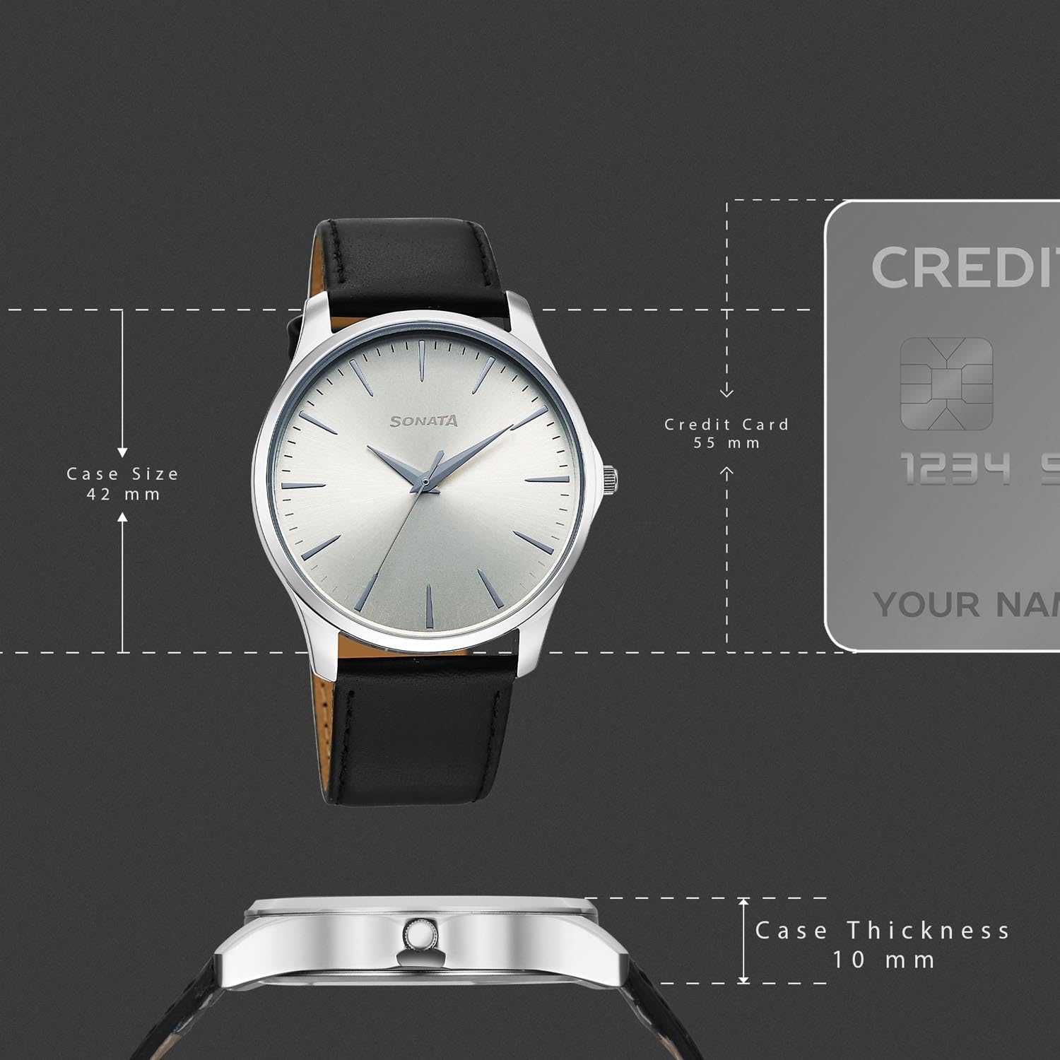 Sonata Ease with Gray Dial Watch for Men - 77163SL06W
