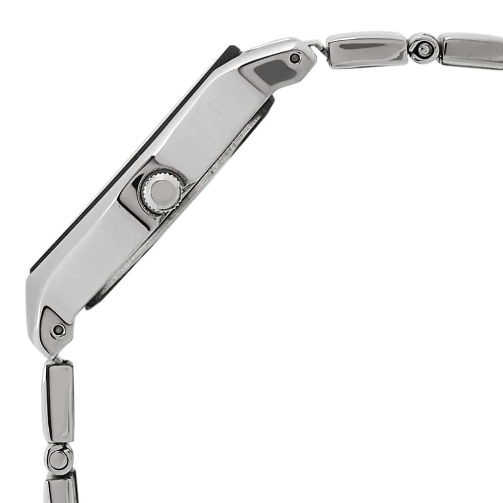 BLACK DIAL SILVER STAINLESS STEEL STRAP WATCH 6109SM02