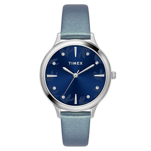 TIMEX Leather Women Blue Round Dial Analog Watch - TWTL12108 - KRISHNA WATCH COMPANY