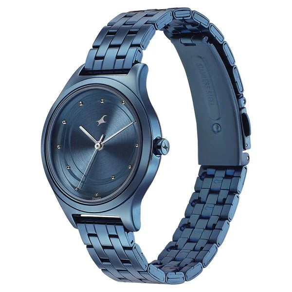 Fastrack Style Up Blue Dial Stainless Steel Strap Watch for Girls 6152QM01