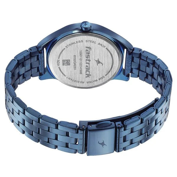 Fastrack Style Up Blue Dial Stainless Steel Strap Watch for Girls 6152QM01