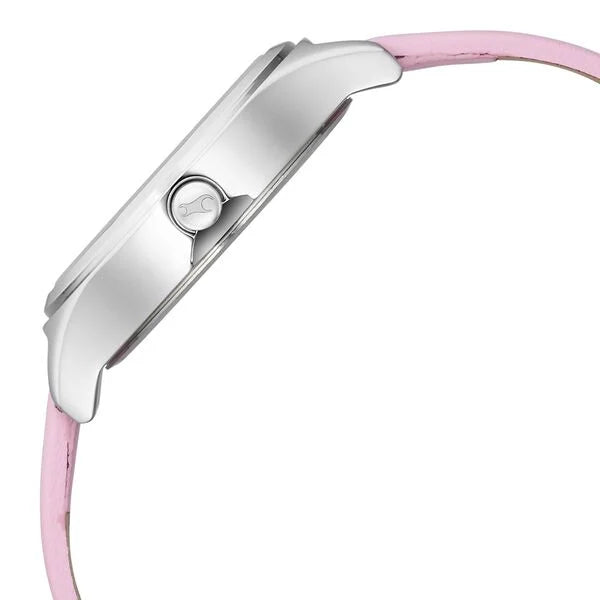 Fastrack Stunners Silver Dial Leather Strap Watch for Girls 6152sl08
