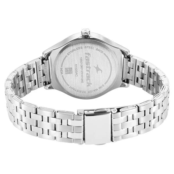 Fastrack Stunners White Dial Metal Strap Watch for Girls 6152sm07