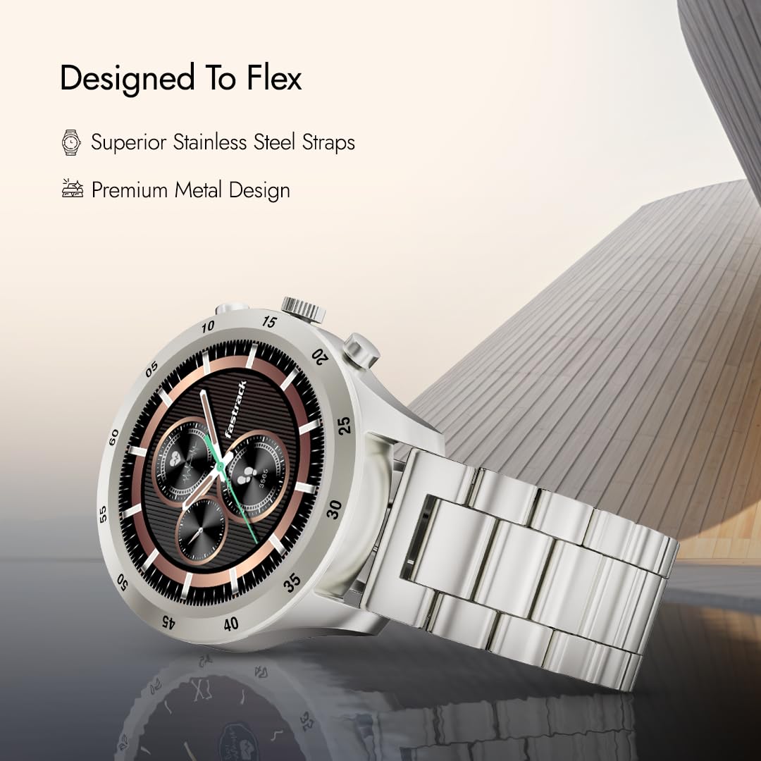 Fastrack Magnus FX2 Unisex Smart Watch With Rose Gold Metal Strap 38127wm01