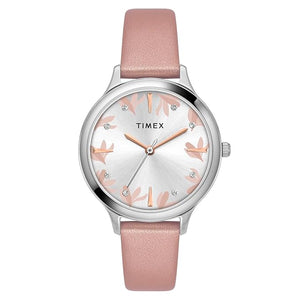 TIMEX Leather Women Silver Round Dial Analog Watch - Twtl12107 - KRISHNA WATCH COMPANY