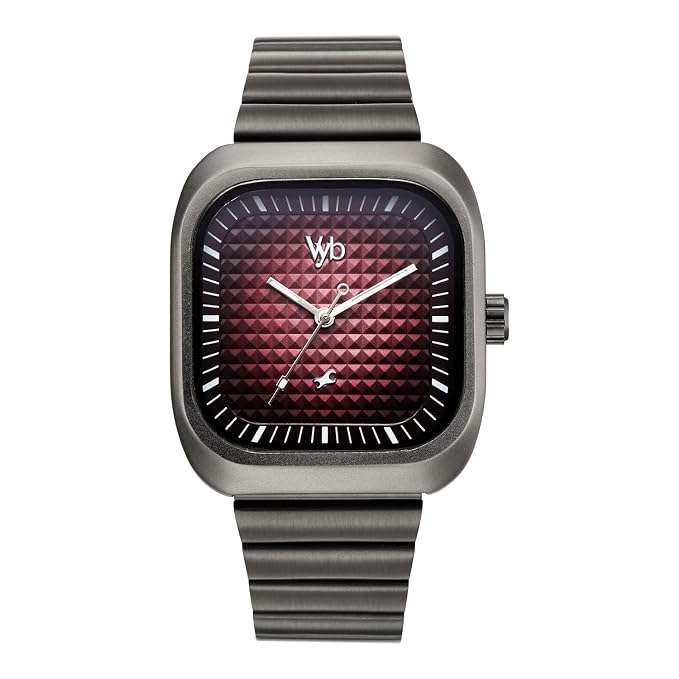 Vyb Maverick By Fastrack Quartz Analog Stainless Steel Strap Watch For Guys FV30001QM04W