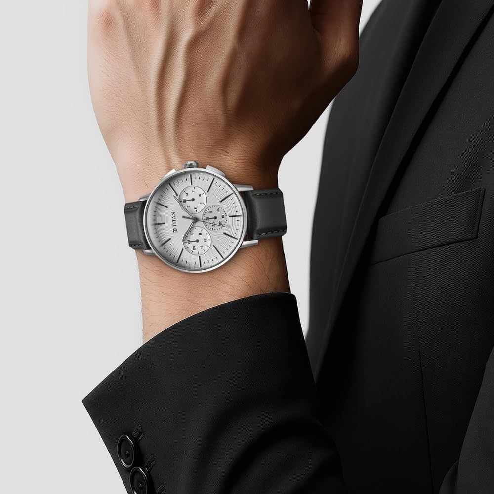 Titan Light leathers Multifunction Watch For Men - 90200SL01