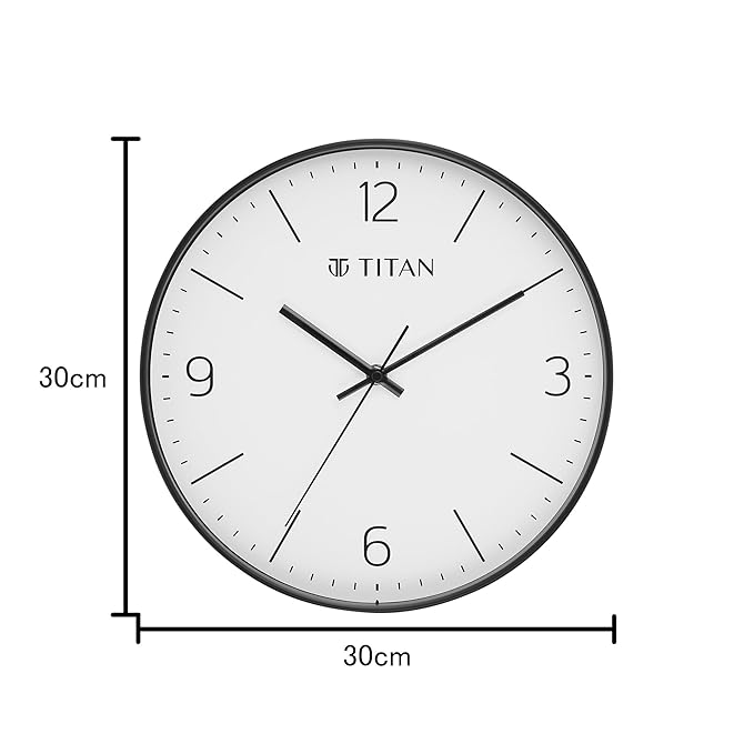 Titan Essence Classic Analog Wall Clock - Black & White Minimal W0094PA04